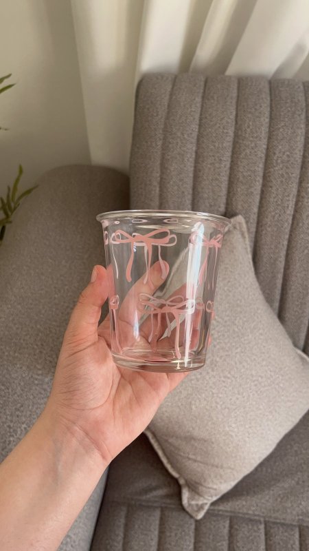 كاسة ايس كوفي شفاف فيونكة🎀